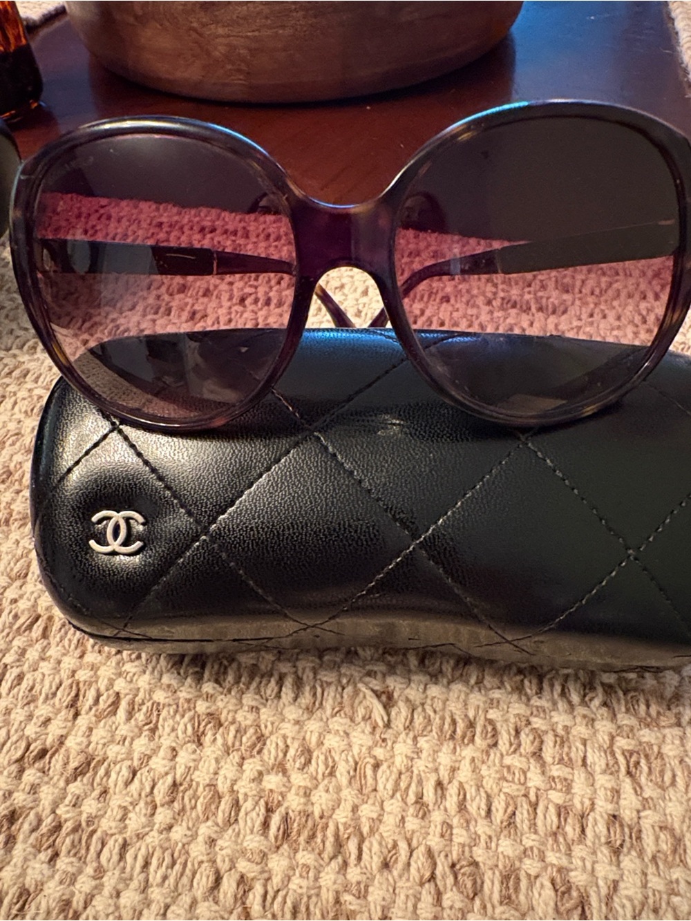 Vintage CHANEL Glossy Brown Gradient Oversized Round Sunglasses. - Picture 2 of 9